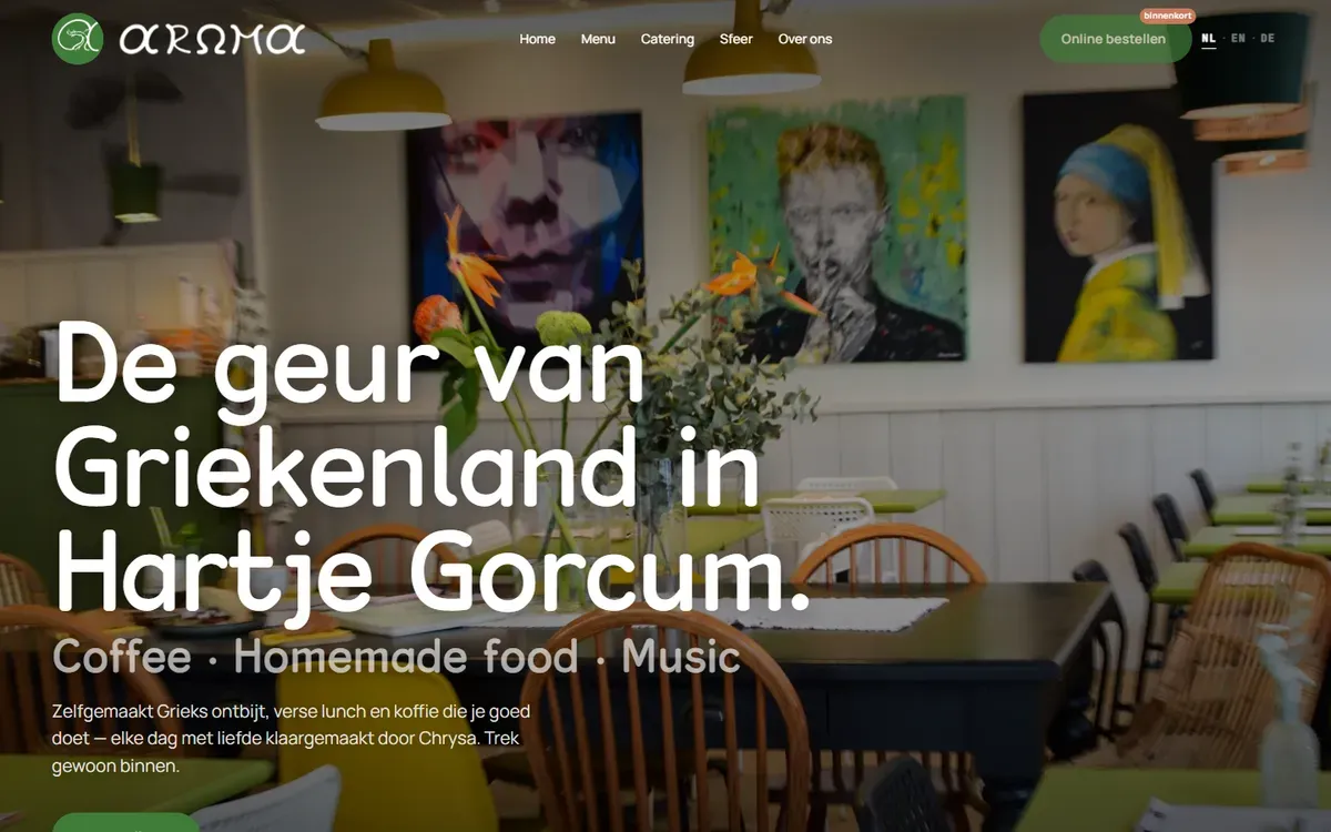 De website van Aroma Lunchroom in Gorinchem.