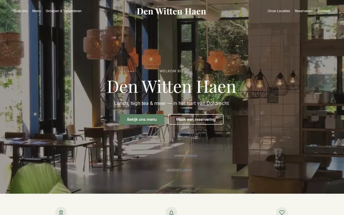 De website van Den Witten Haen in Dordrecht.