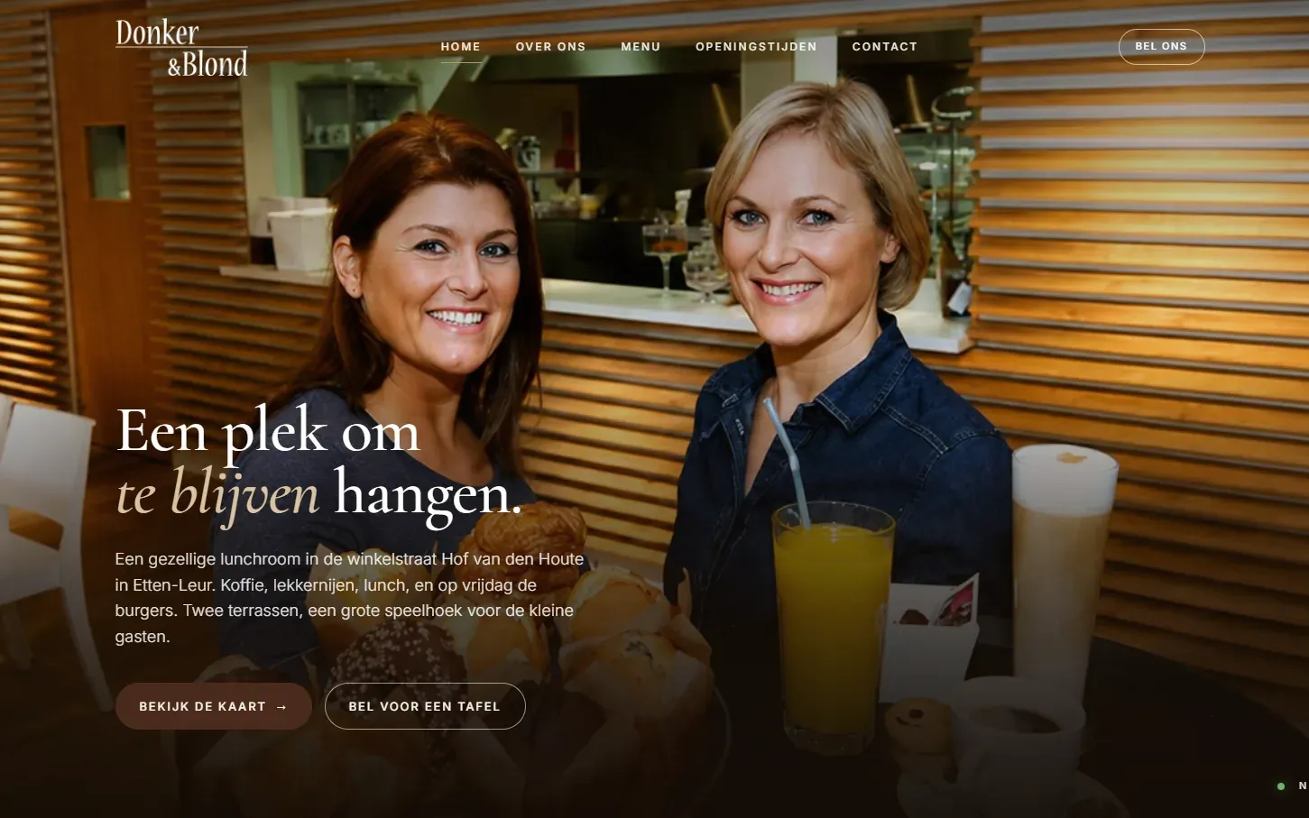 De nieuwe website van lunchroom Donker & Blond in Etten-Leur.